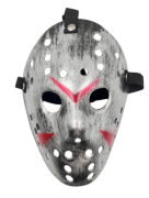 Maske Jason Kırmızı Şeritli Gümüş