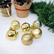 Yılbaşı Top Süs 4 Cm Gold Simli Mat Parlak  6'Lı 2260-1