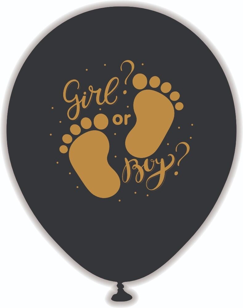 18'' Cinsiyet Balonu Ayaklı Girl Boy Gold Baskılı