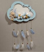 Ahşap Kapı Süsü Işıklı Bulut Model Erkek Tema Mavi-Altın