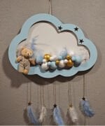 Ahşap Kapı Süsü Işıklı Bulut Model Erkek Tema Mavi-Altın