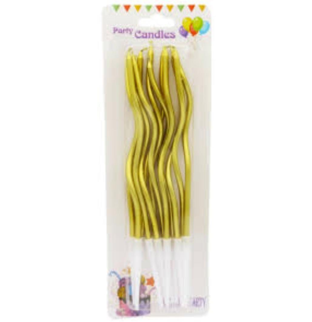 İnce Mum 16 cm Dalgalı Gold Mum 12'li