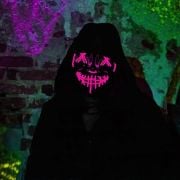 Maske Vendetta Neon Fuşya Işıklı