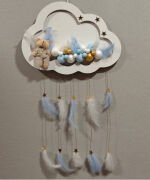 Ahşap Kapı Süsü Işıklı Bulut Model Erkek Tema Beyaz-Altın