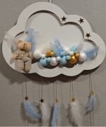 Ahşap Kapı Süsü Işıklı Bulut Model Erkek Tema Beyaz-Altın