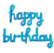 Happy Birthday İmza Folyo Balon Mavi