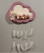 Ahşap Kapı Süsü Işıklı Bulut Model Kız Tema Mürdüm-Altın