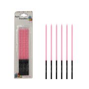 Mum İnce Kalem Model Makaron Pembe15 Cm 6'lı