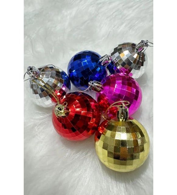 Yılbaşı Top Süs 4 Cm Renkli Disko Topu 6'lı 2222