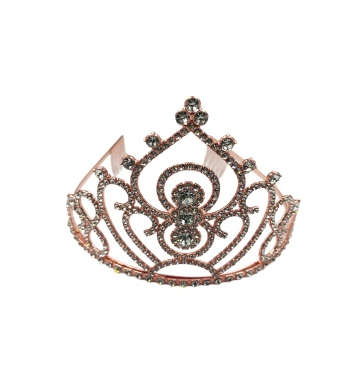 Taç Metal Taşlı Prenses İşlemeli Lüks Rose Gold