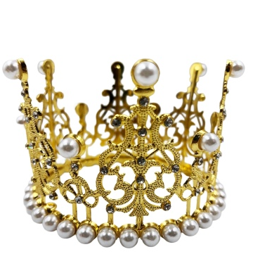 Pasta Tacı Metal İncili 12 Cm Gold