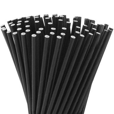 Kağıt Pipet Düz Siyah