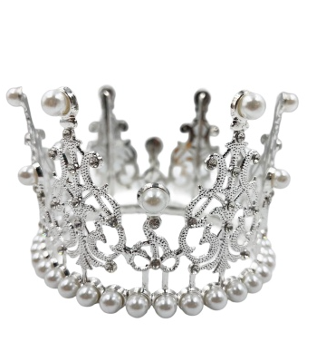 Pasta Tacı Metal İncili 12 Cm Gümüş