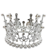 Pasta Tacı Metal İncili 12 Cm Gümüş