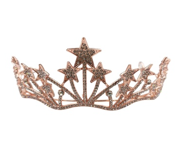 Pasta Tacı Metal Taşlı Yıldızlı Yarım Tur Lüks Rose Gold