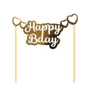 Happy Bday Kalpli Gold Pasta Üzeri Banner Kürdan