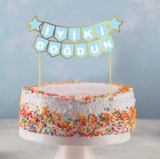 İyiki Doğdun Mavi Gold Pasta Üzeri Banner Kürdan
