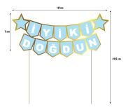 İyiki Doğdun Mavi Gold Pasta Üzeri Banner Kürdan