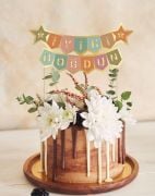 İyiki Doğdun Renkli Gold Pasta Üzeri Banner Kürdan