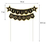 İyiki Doğdun Siyah Gold Pasta Üzeri Banner Kürdan