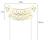 İyiki Doğdun Beyaz Gold Pasta Üzeri Banner Kürdan