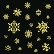 NOEL CAM DEKORASYONU STICKER KAR TANELİ ALTIN R01