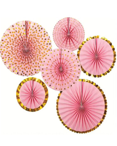 Yelpaze Süs Pembe Varaklı 6'lı