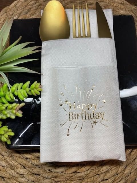 Happy Birthday Gold 12'li Cepli Peçete