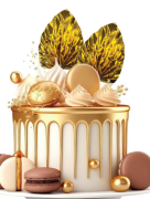 Pasta Üstü Dekor Çubuk Yaprak Varaklı Altın 2 Parça