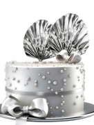 Pasta Üstü Dekor Çubuk Yaprak Varaklı Gümüş 2 Parça