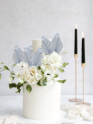 Pasta Üstü Dekor Çubuk Yaprak Varaklı Gümüş 2 Parça