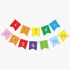 Renkli Gümüş Yaldızlı Banner