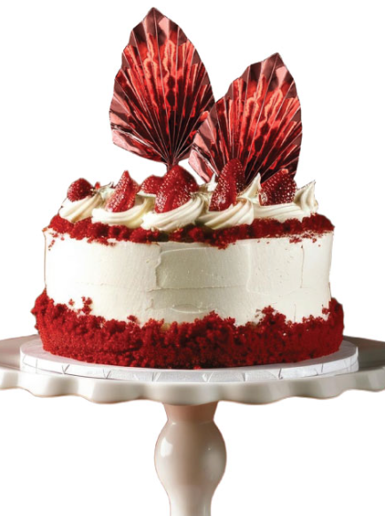 Pasta Üstü Dekor Çubuk Yaprak Varaklı Kırmızı 2 Parça