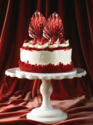 Pasta Üstü Dekor Çubuk Yaprak Varaklı Kırmızı 2 Parça