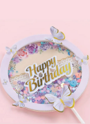 Pasta Üstü Dekor Çubuk Happy Birthday Kelebekli