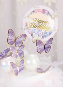 Pasta Üstü Dekor Çubuk Happy Birthday Kelebekli