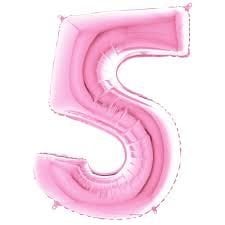 5 Rakam 40'' Açık Pembe Folyo Balon