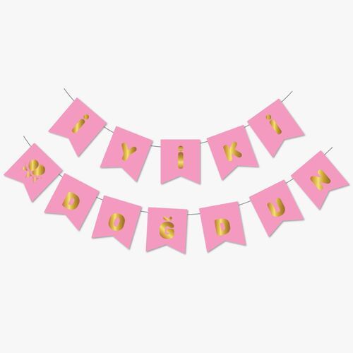 Pembe Gold Yaldızlı Banner