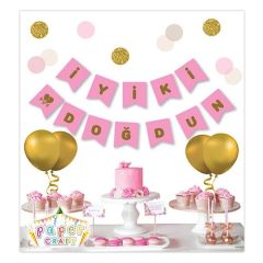 Pembe Gold Yaldızlı Banner