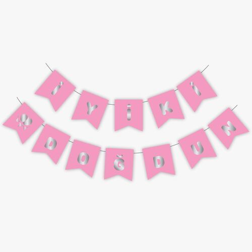 Pembe Gümüş Yaldızlı Banner