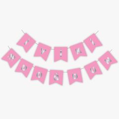 Pembe Gümüş Yaldızlı Banner