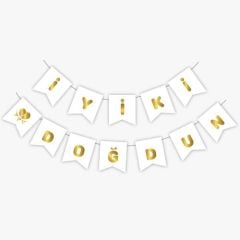 Beyaz Gold Yaldızlı Banner