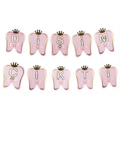 Kağıt Banner Dişim Çıktı Pembe Varaklı