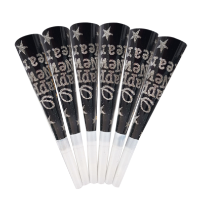 Happy New Year Gümüş Vuvuzela 6lı