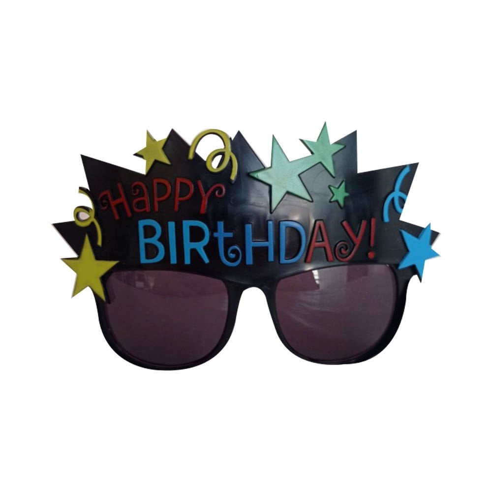 Happy Birthday Yıldız Desenli Siyah Gözlük Camlı