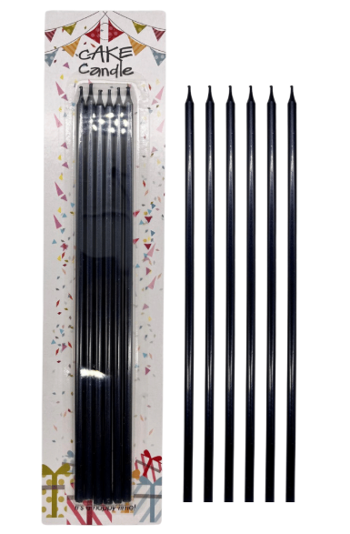 25 Cm 6'lı Mum Siyah
