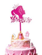 Pasta Üzeri Süs Çubuklu Barbie Temalı Pembe
