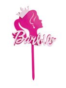 Pasta Üzeri Süs Çubuklu Barbie Temalı Pembe