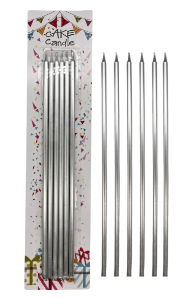 25 Cm 6'lı Gümüş Mum