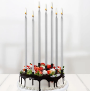 25 Cm 6'lı Gümüş Mum